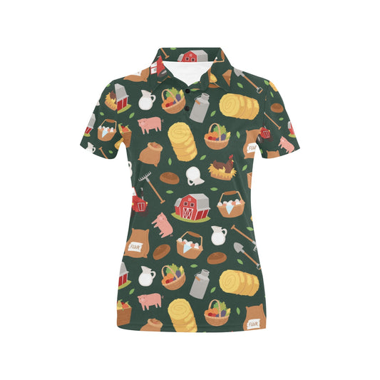 Agricultural Farm Print Design 02 Women's Polo Shirt