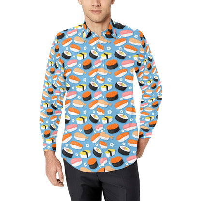 Sushi Print Design LKS304 Men's Long Sleeve Dress Shirt