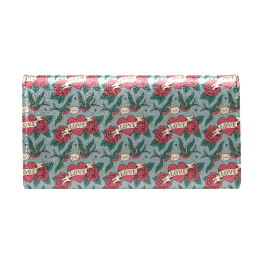 Tattoo Heart Print Design LKS301 Women's Trifold Wallet