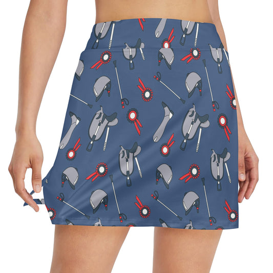 Equestrian Equipment Background 17" Golf & Pickleball Skort with Pockets