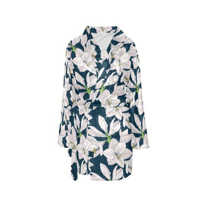 Amaryllis Pattern Print Design 01 Women's Fleece Robe