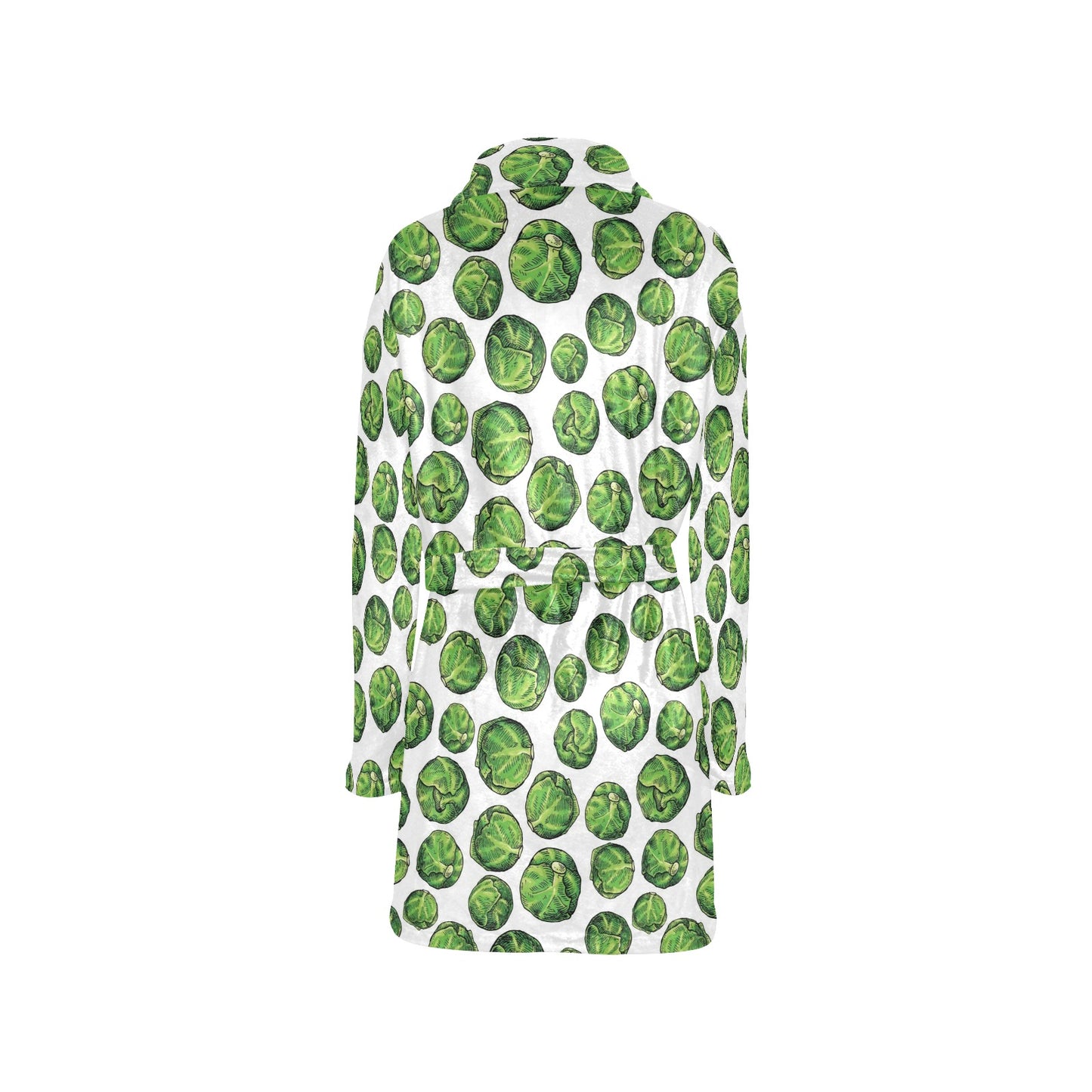 Brussels Sprouts Pattern Print Design 02 Women's Fleece Robe