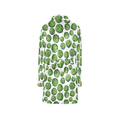 Brussels Sprouts Pattern Print Design 02 Women's Fleece Robe