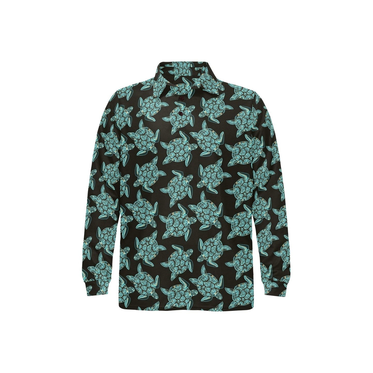 Sea Turtle Print Design LKS302 Long Sleeve Polo Shirt For Men's