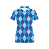 Argyle Blue Pattern Print Design 02 Women's Polo Shirt