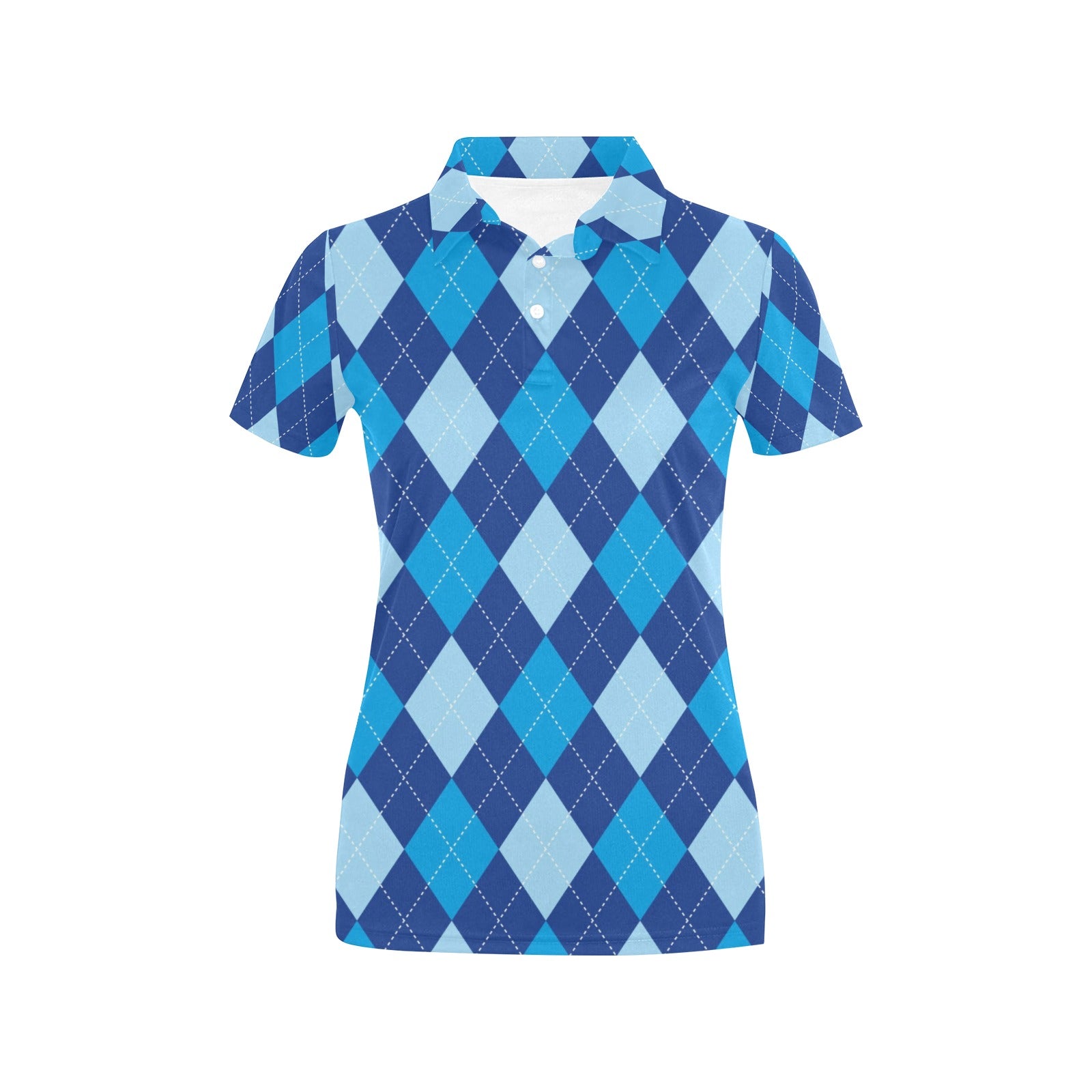 Argyle Blue Pattern Print Design 02 Women's Polo Shirt