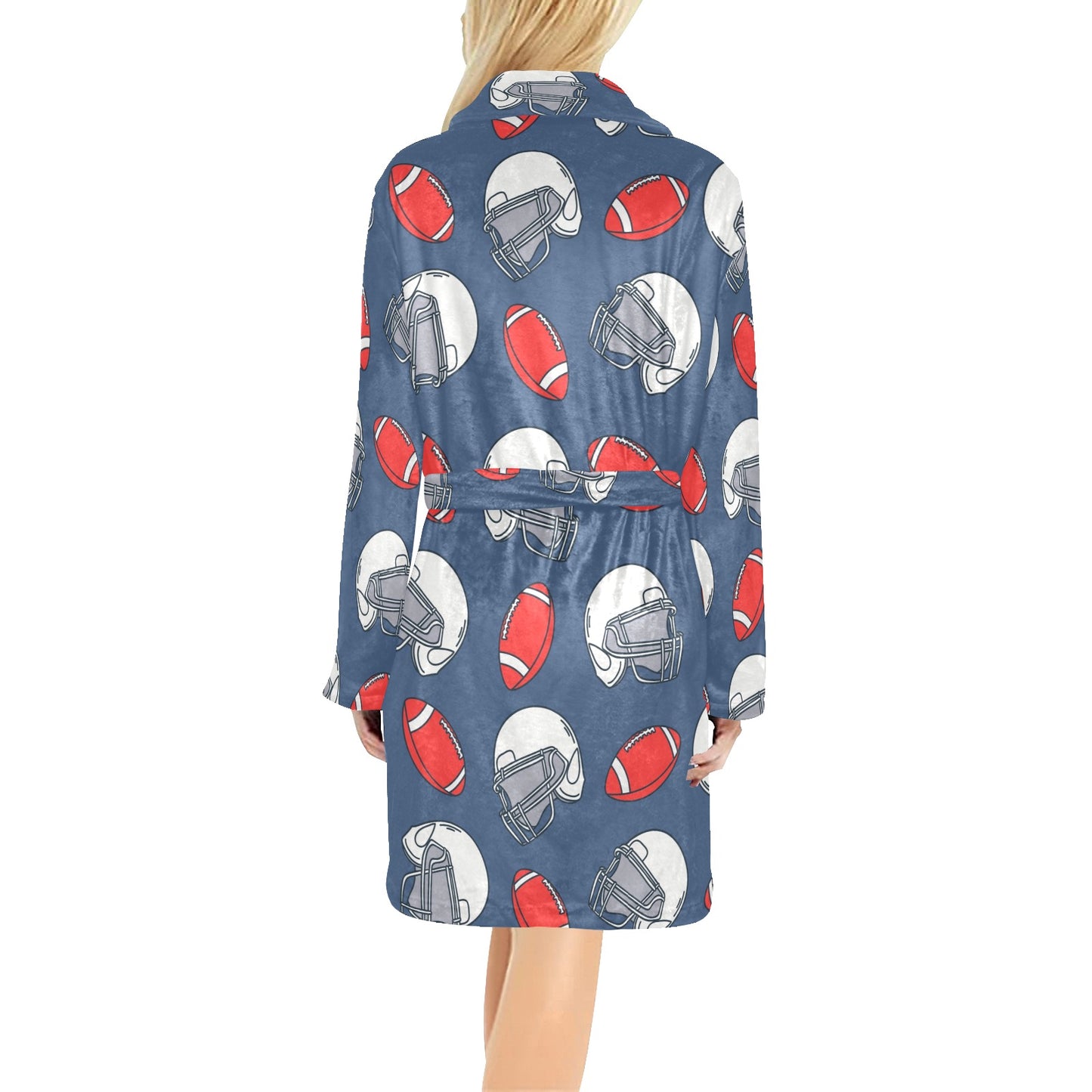 American Football Helmet Design Pattern Women's Fleece Robe