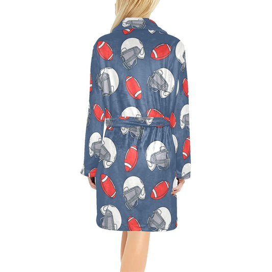 American Football Helmet Design Pattern Women's Fleece Robe