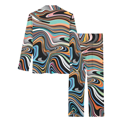 Liquid Pattern Print Design 02 Women's Long Pajama Set