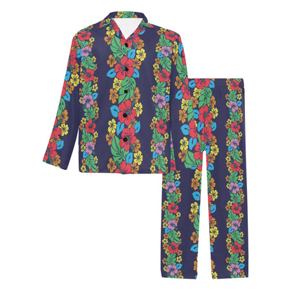 Hawaiian Themed Pattern Print Design H03 Men's Long Pajama Set