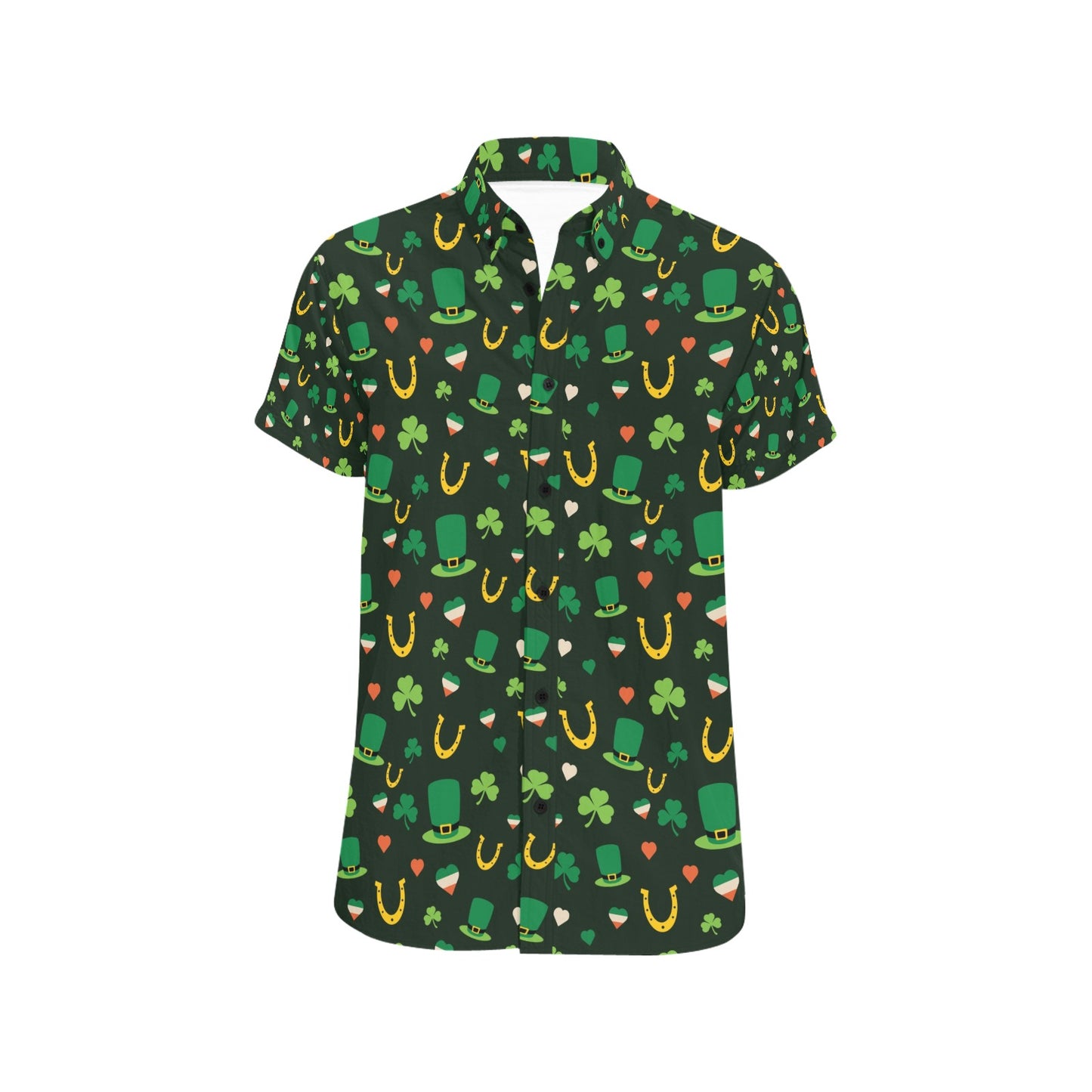Shamrock Print Design LKS308 Men Short Sleeve Button Up Shirt