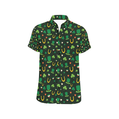Shamrock Print Design LKS308 Men Short Sleeve Button Up Shirt