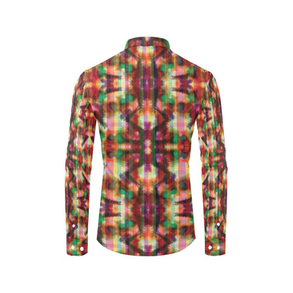 Tie Dye Print Design LKS301 Men's Long Sleeve Dress Shirt