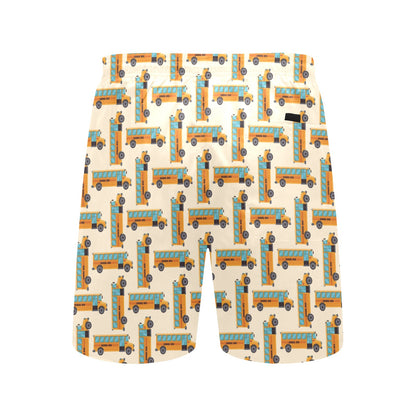 School Bus Print Design LKS305 Men's Swim Trunks Beach Shorts