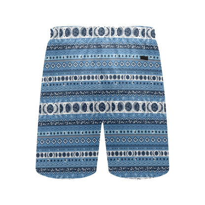 Sun Moon Pattern Print Design LKS306 Men's Swim Trunks Beach Shorts