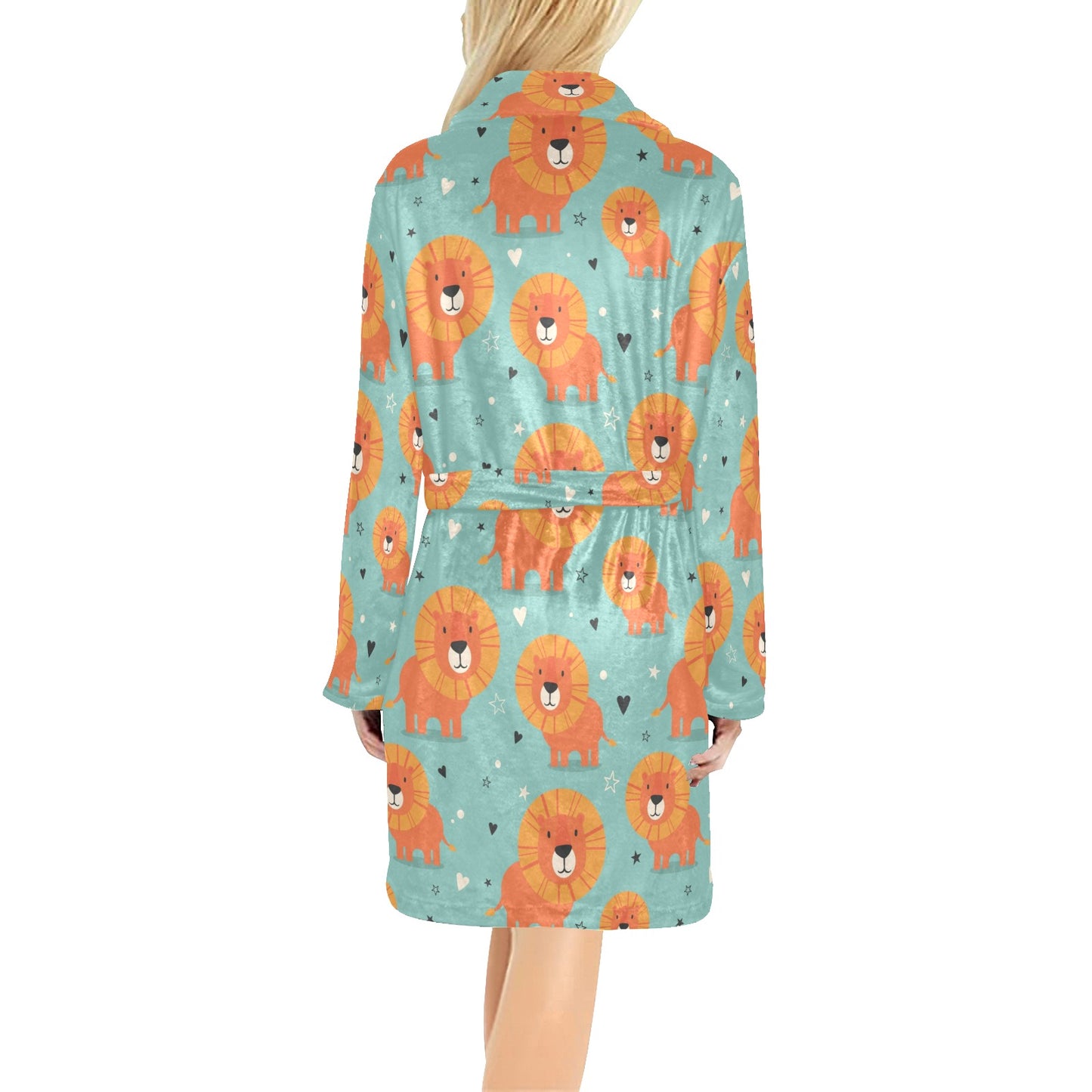 Lion Baby Pattern Print Design 03 Women's Fleece Robe