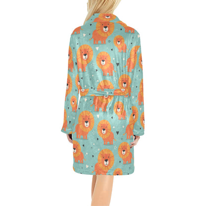 Lion Baby Pattern Print Design 03 Women's Fleece Robe