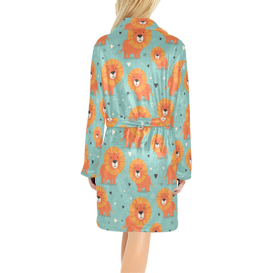 Lion Baby Pattern Print Design 03 Women's Fleece Robe
