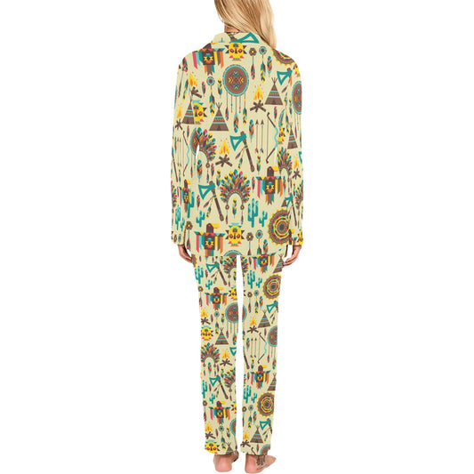 Tribal indians native american aztec Women's Long Pajama Set