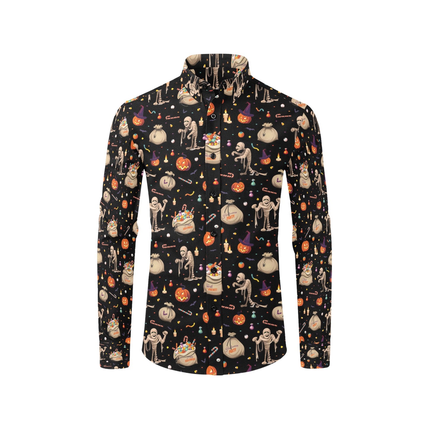 Mummy Halloween Print Design LKS303 Men's Long Sleeve Dress Shirt