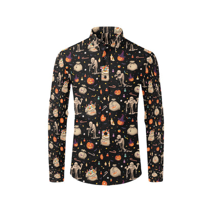 Mummy Halloween Print Design LKS303 Men's Long Sleeve Dress Shirt