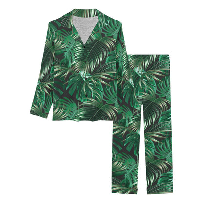 Tropical Flower Pattern Print Design TF012 Women's Long Pajama Set