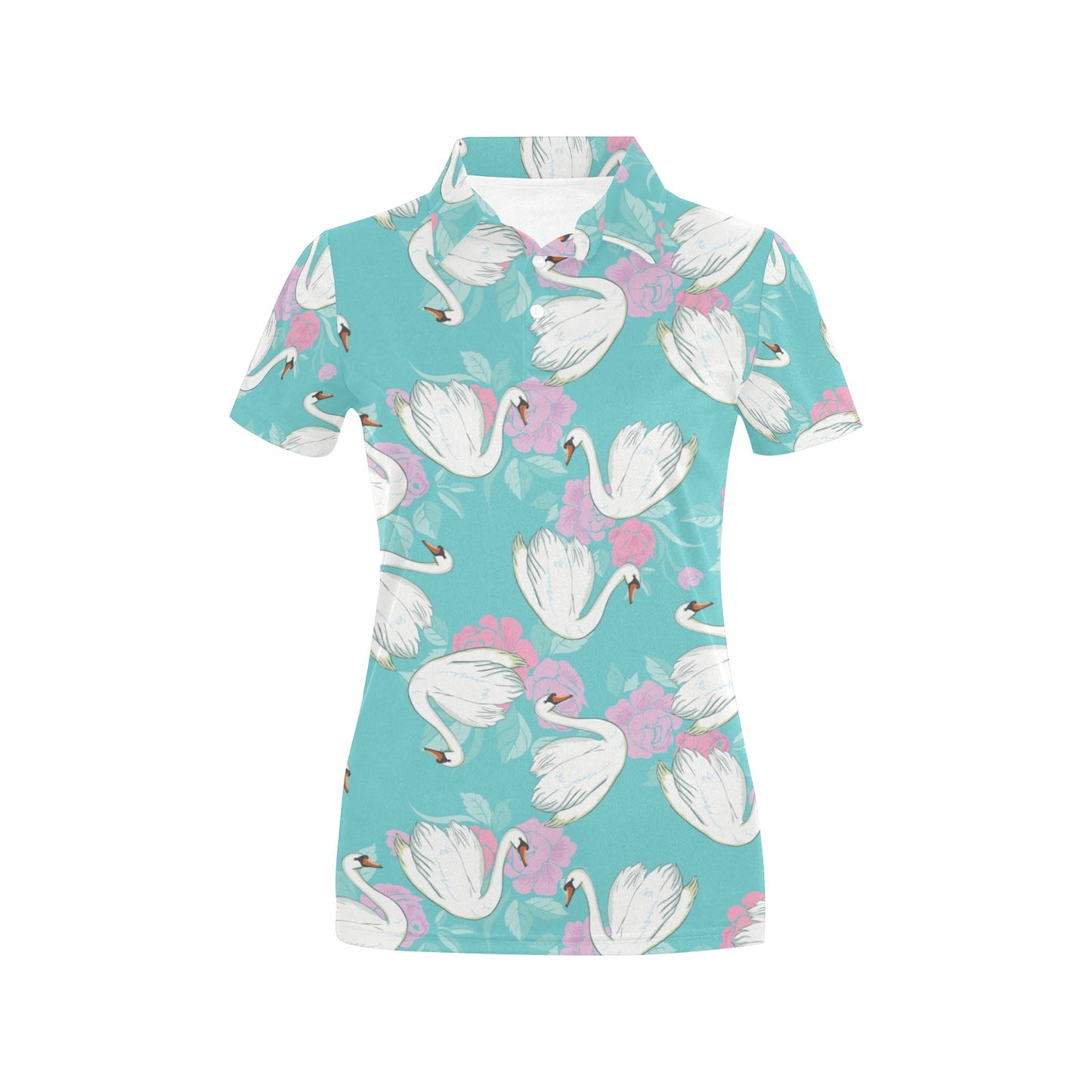 Swan Pattern Print Design 03 Women's Polo Shirt