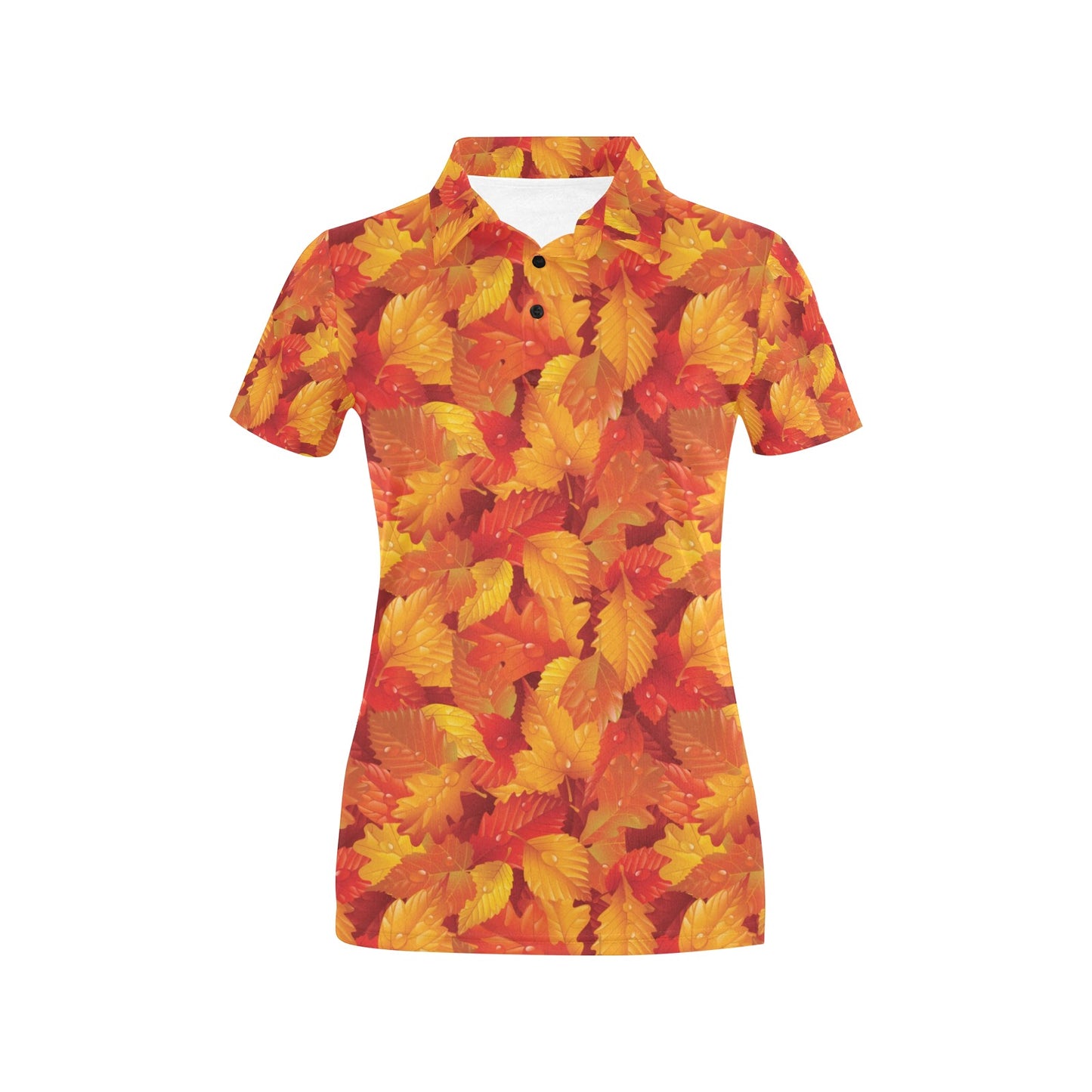 Elm Leave Autum Print Pattern Women's Polo Shirt
