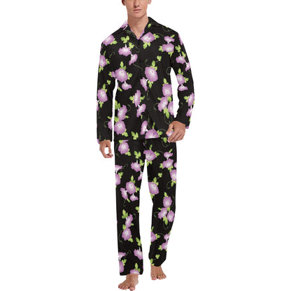 Morning Glory Pattern Print Design MG02 Men's Long Pajama Set