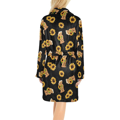 Sunflower Pattern Print Design SF016 Women's Fleece Robe