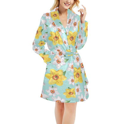Daffodils Pattern Print Design DF07 Women's Fleece Robe