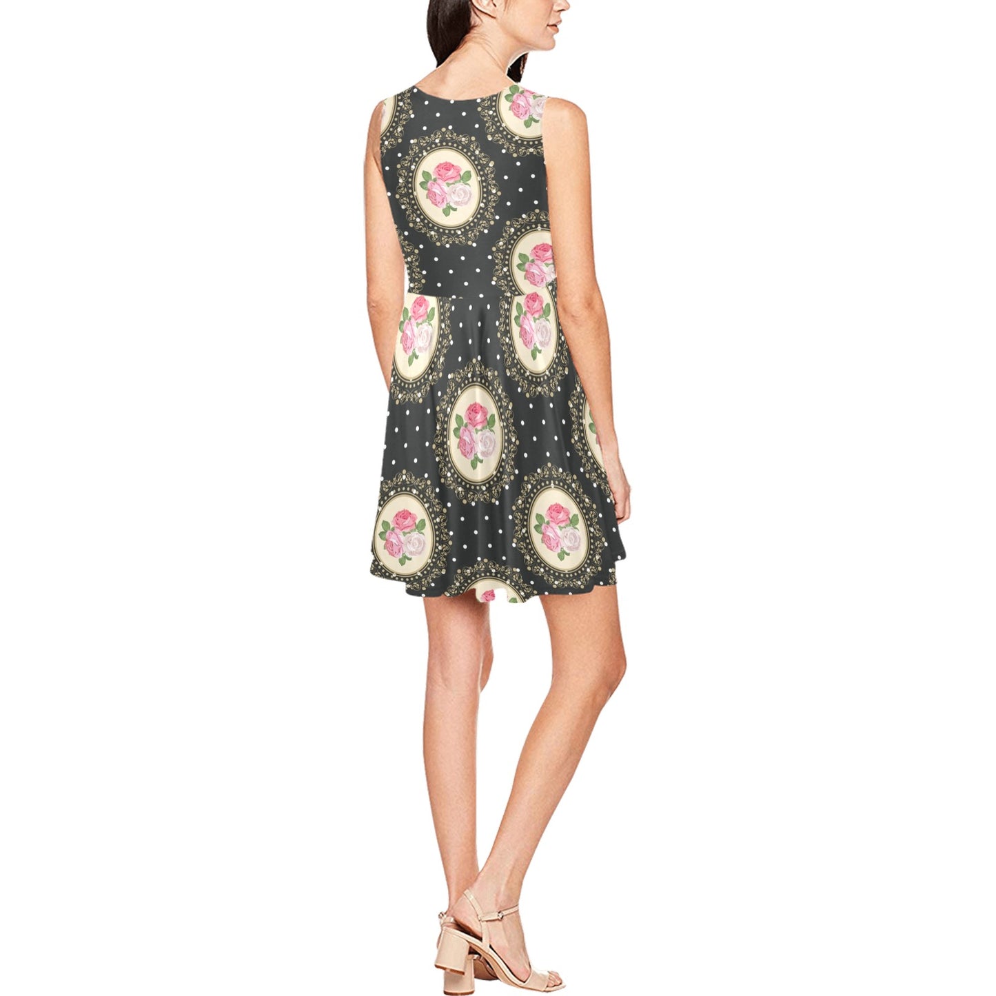 Rose Pattern Print Design RO015 Sleeveless Dress