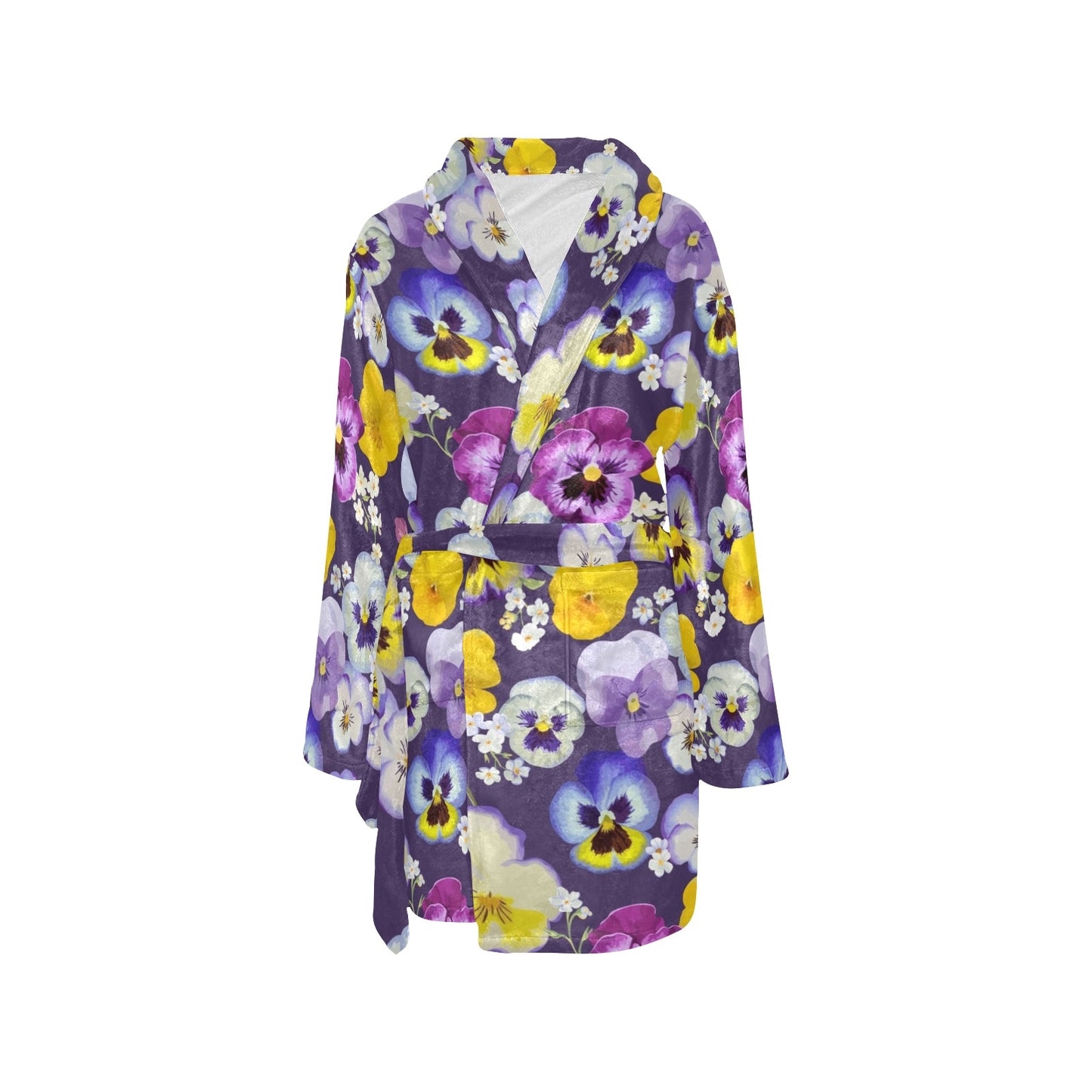 Pansy Pattern Print Design PS02 Women's Fleece Robe