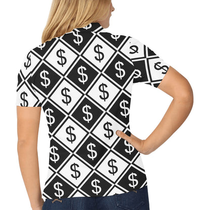 Money Pattern Print Design 04 Women's Polo Shirt
