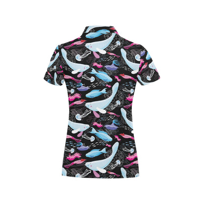 Manatee Pattern Print Design 01 Women's Polo Shirt