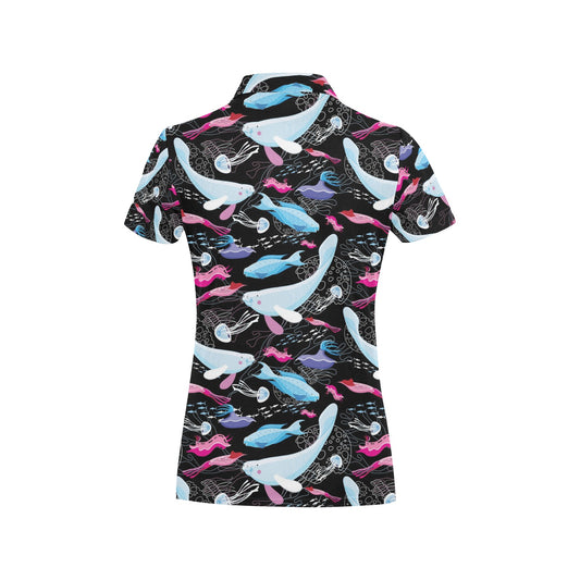 Manatee Pattern Print Design 01 Women's Polo Shirt