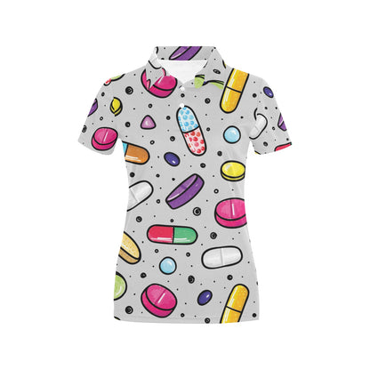 Pill Pattern Print Design A04 Women's Polo Shirt