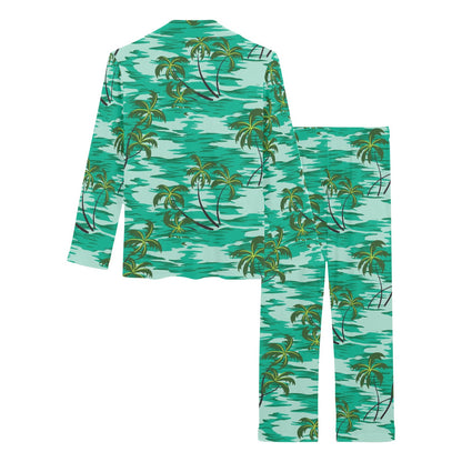 Palm Tree Pattern Print Design A01 Women's Long Pajama Set