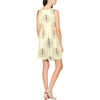 Mandolin Pattern Print Design 02 Sleeveless Dress