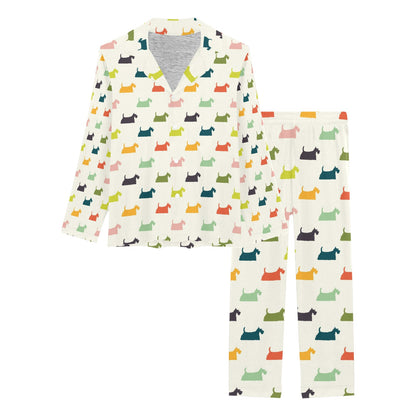Scottish Terriers Print Design LKS305 Women's Long Pajama Set