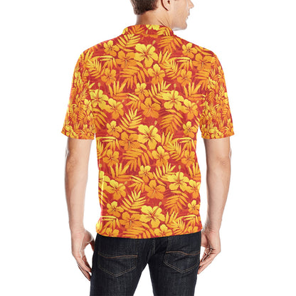 Hibiscus Summer Print Design LKS302 Men Polo Shirt