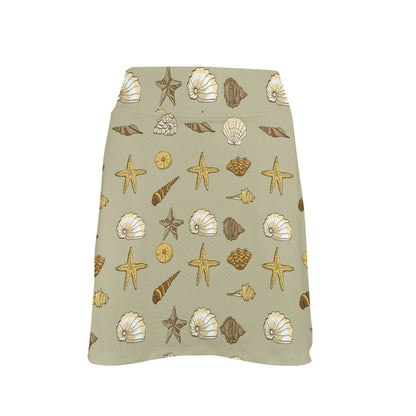 Seashell Beach Print Design LKS303 17" Golf & Pickleball Skort with Pockets
