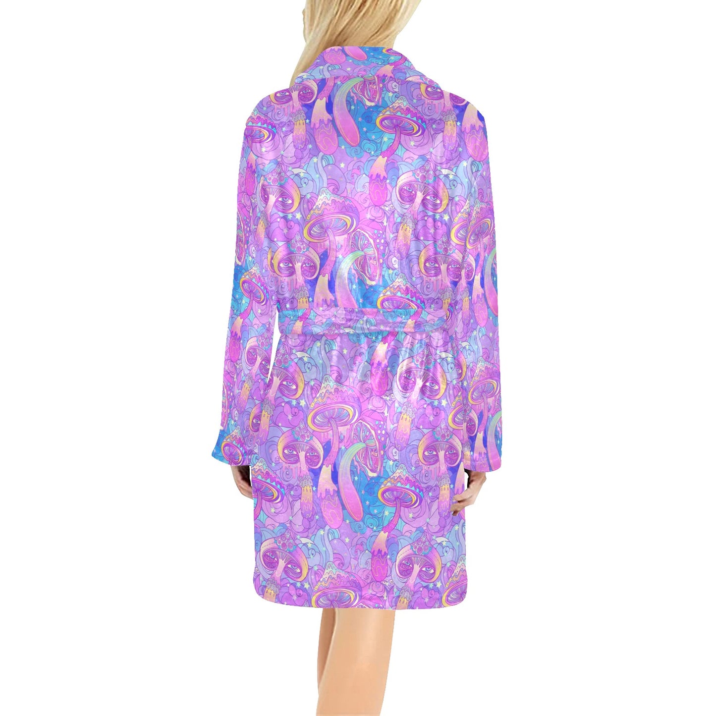 Psychedelic Trippy Mushroom Print Women's Fleece Robe