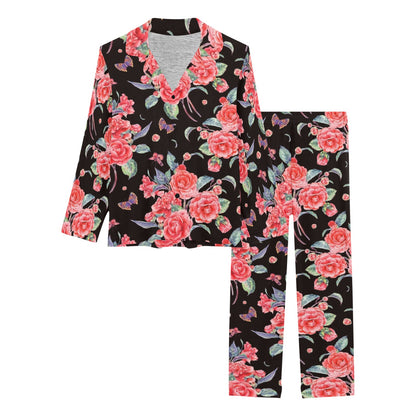 Camellia Pattern Print Design CM03 Women's Long Pajama Set