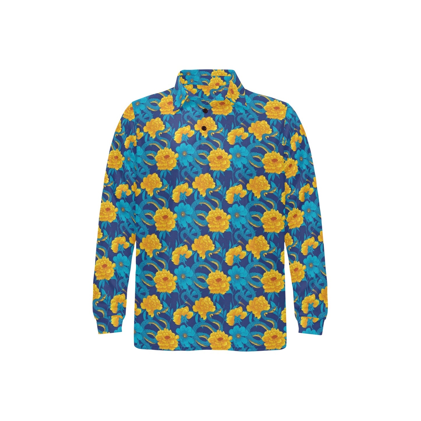 Boa Pattern Print Design 01 Long Sleeve Polo Shirt For Men's