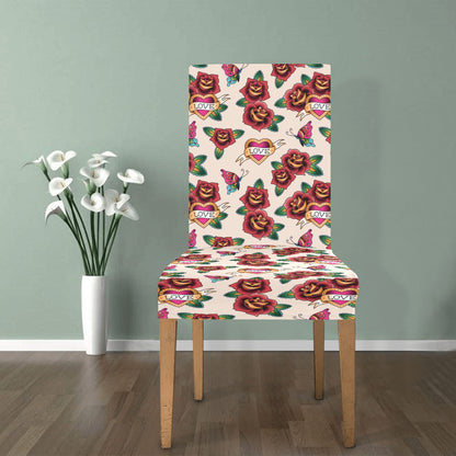 Tattoo Rose Print Design LKS302 Dining Chair Slipcover
