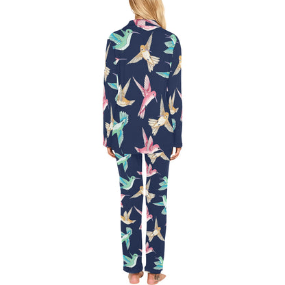 Hummingbird Cute Pattern Print Design 01 Women's Long Pajama Set