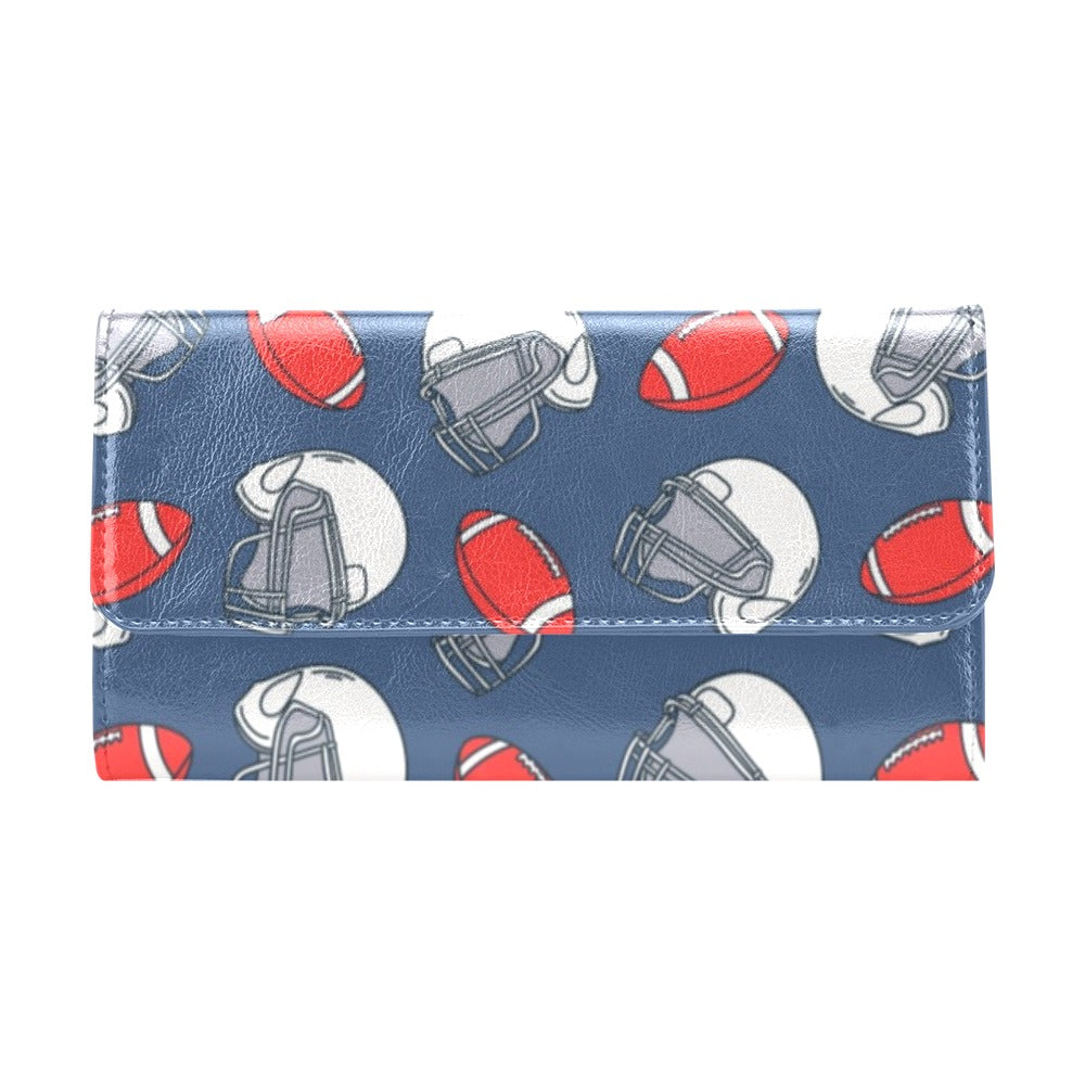 American Football Helmet Design Pattern Women's Trifold Wallet