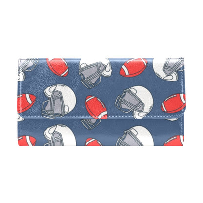 American Football Helmet Design Pattern Women's Trifold Wallet