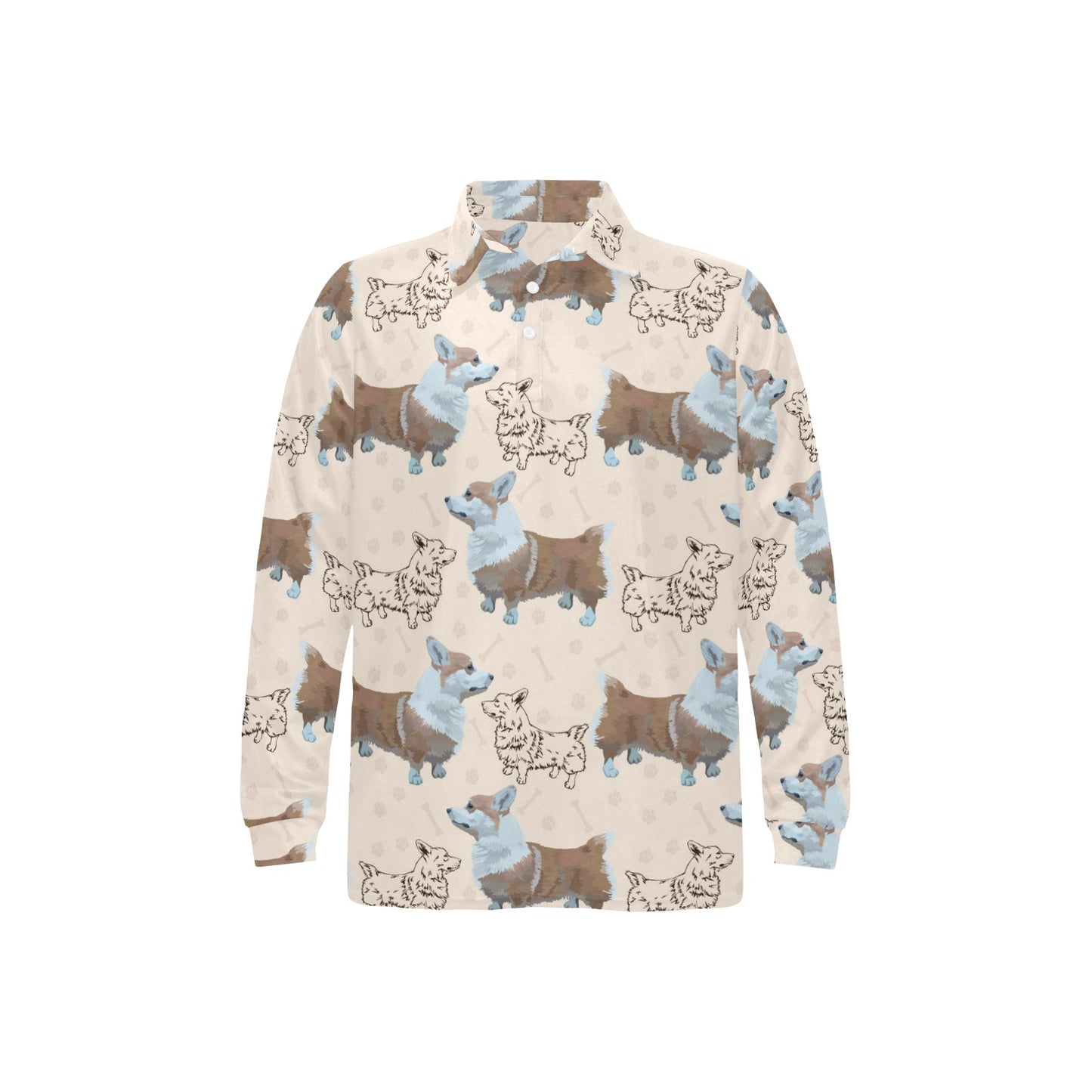 Pembroke Welsh Corgis Pattern Print Design A03 Long Sleeve Polo Shirt For Men's